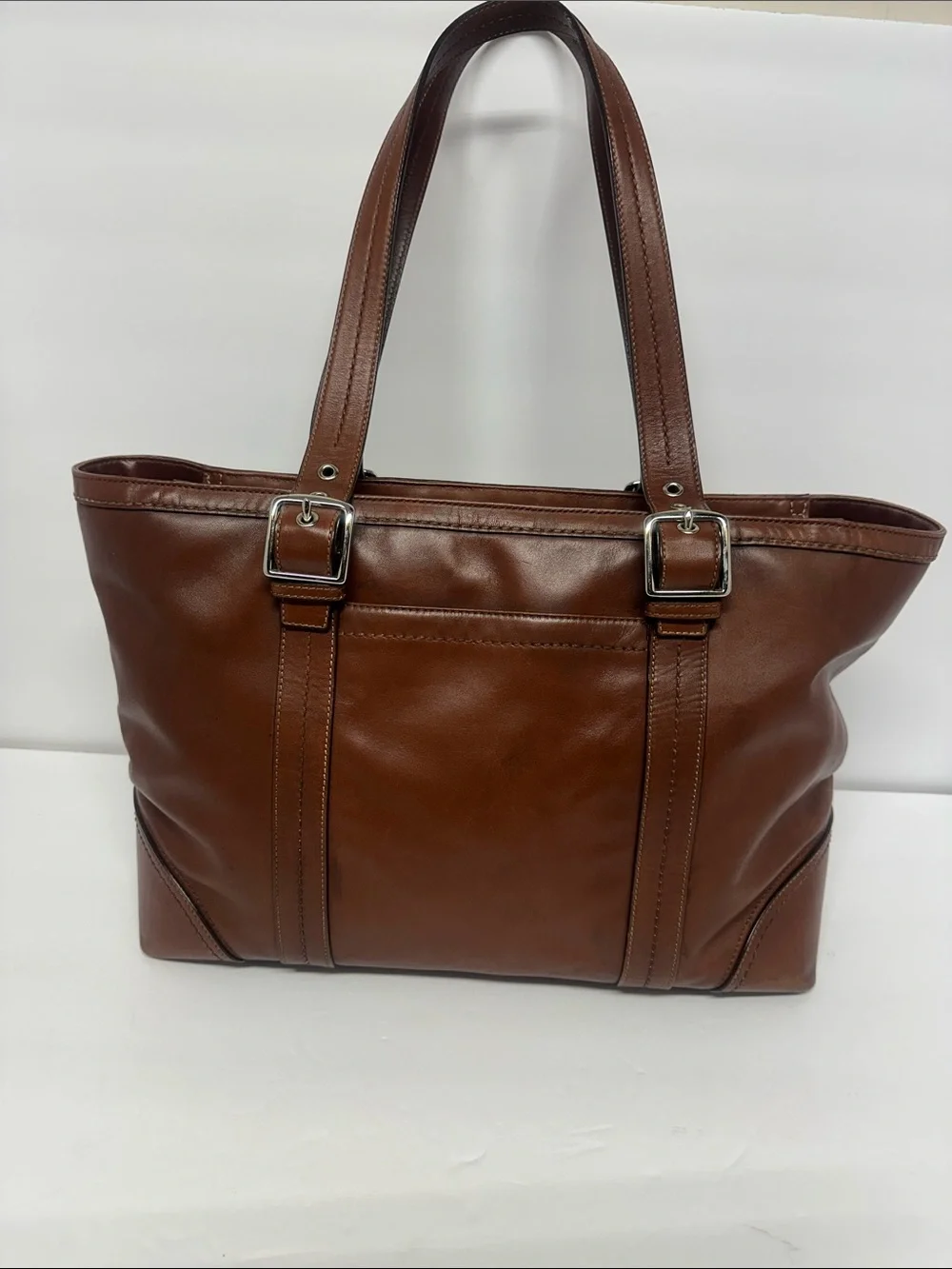 Coach F12609 Hampton Leather Tote Shoulder Bag Camel Brown Large VTG Bag